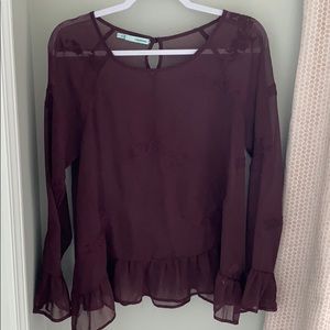 Maurices Maroon Sheer Top